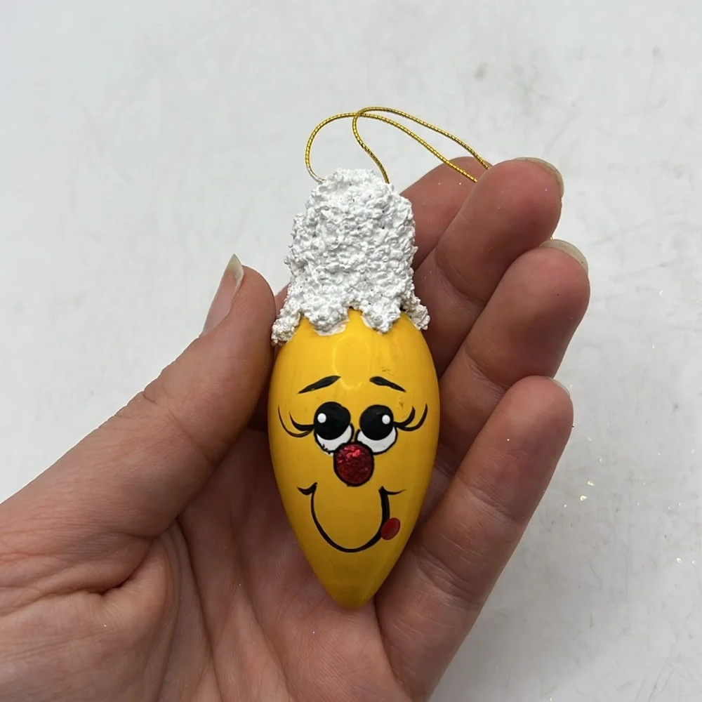 Vintage Handpainted Light Bulb Christmas Ornaments Santa Reindeer Collectible